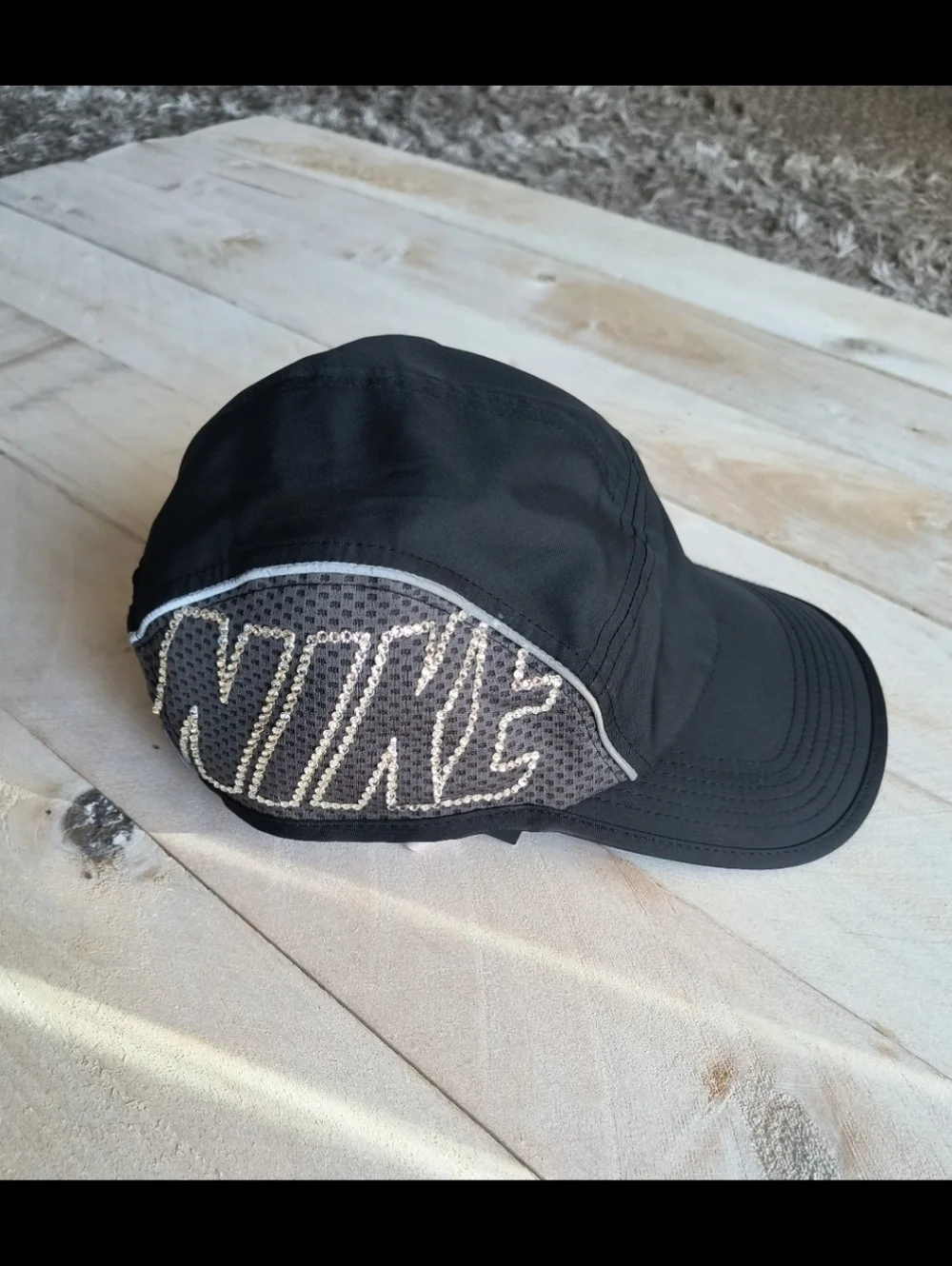 NWOT Nike Women's 5 Panel AW84 Dri Fit Black Hat Cap With Swarovski Crystals